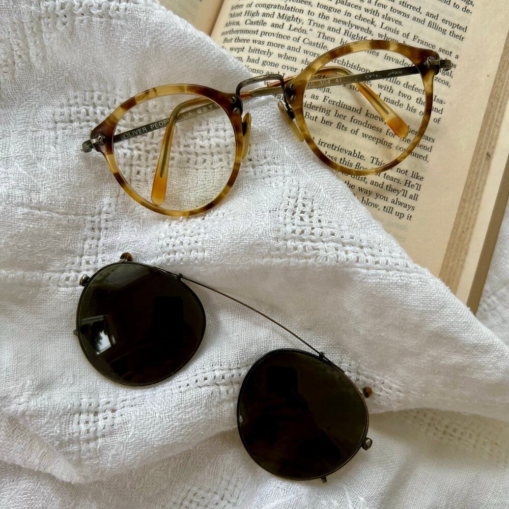 Vintage Oliver Peoples OP-505 Set with 404 AG Clip-On Sunglasses Optec Japan
